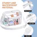 2 x Women's See Through Messenger Bag Clear Stadium Work Crossbody Shoulder Purse (Beige White)