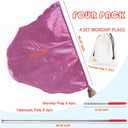 4PCS Half-Circle Worship Dance Flags with 4 Telescopic Poles, 39"x27" Lightweight Flow Flags with Storage Bag, Beginner-Friendly Practice Set for Church Events, Home Training & Stage Performances (Pink)