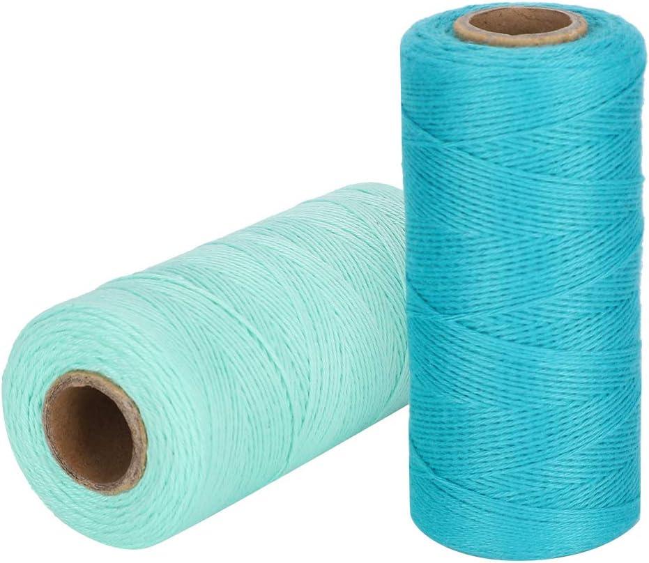2 Rolls Warp Thread Warp Yarn Pure Cotton Yarn Tensile Resistant 8/4 Warp Thread for Knitting Tatting Carpet Tapestry(Sapphire Blue+Green)