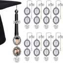 Sureio 8 Pcs Graduation Cap Memorial Photo Charm Tassel Charms for 2024 Graduation Cap Tassel Charm Memorial Photo Class Decorations Graduation Gifts to the Cap Topper(Silver, Heart)