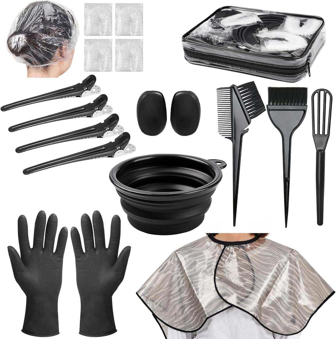 19 Pcs Professional Hair Bleach Kit Hair Coloring Products with Hair Dye Brush, Hair Color Bowl, Hairclips, Applicator, Earmuffs for Hair Highlighting and Hair Coloring at Home