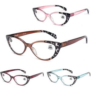 4 PACK Cat Eye Reading Glasses for Women Blue Light Blocking Readers with Spring Hinge Anti Glare UVMix,2.5