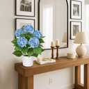20" Artificial Hydrangea Flowers in Pot, True Touch Latex Faux Hydrangea Plant, Realistic Blue Potted Hydrangeas Flower for Home Decor, Table Centerpiece, Office Desk, Wedding, Indoor Fake Plant