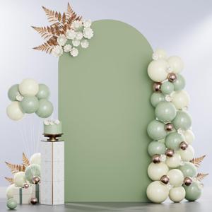 MODFUNS 6.6ft Arch Cover Sage Green Spandex Arch Backdrop Cover Round Top Chiara Backdrop Covers Stretch Arch Covers Fabric Double Sided Arch Stand Covering for Birthday Party Ceremony Decorations