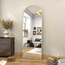 BEAUTYPEAK 54"x20" Arch Floor Mirror, Full Length Wall Hanging or Leaning Arched-Top Full Body Mirror with Stand for Bedroom, Dressing Room, Gold