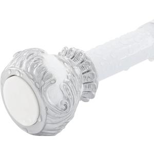 Shower Curtain Rods,1 Inch Adjustable Curtain Rod, Spring Tension White Leaf Vintage Decorative Shower Curtain Rod, Anti-Slip Telescoping Curtain Rod for Bathroom Window Living Room (33in-65in)