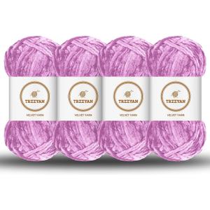 3.5 oz/Skein Chenille Plush Velour Cozy Float Lines for Fancy Lines for Crochet DIY Thick Weave Making Toys, Apparel (4 skeins, Lupine Purple)