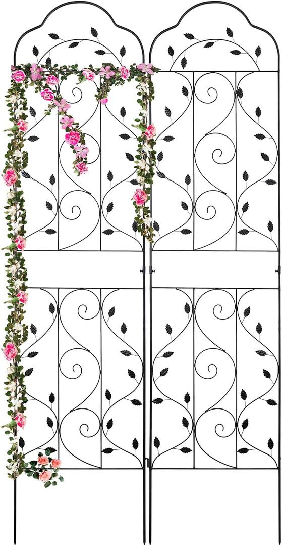 hogardeck Metal 84 * 19 Garden Trellis 2-Packs for Climbing Plants Flowers Vegetables Planting Arched Outdoor Decoration for Courtyards Lawns Gardens