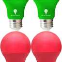 4 Pack LED Red and Green Light Bulbs - 120V E26 Base 9 Watt (60-watt Replacement) - Red and Green Bulbs for Party Decoration, Porch, Home Lighting, Christmas 4 Pack