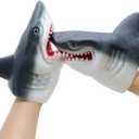 Gemini&Genius Shark Hand Puppet Toys for Kids Swimming Pool Beach Bath Toys Soft Rubber Realistic Great White Sharks Puppets Role Play Toys Marine Animal World Puppets for Kids - 2Pcs