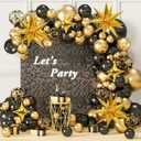 AivaToba Black and Gold Balloon Arch Kit, 126PCS Black and Gold Party Decorations for 2026 Graduation, Anniversary, Wedding, Prom, Retirement, Bachelorette, Birthday Decorations for Men Women