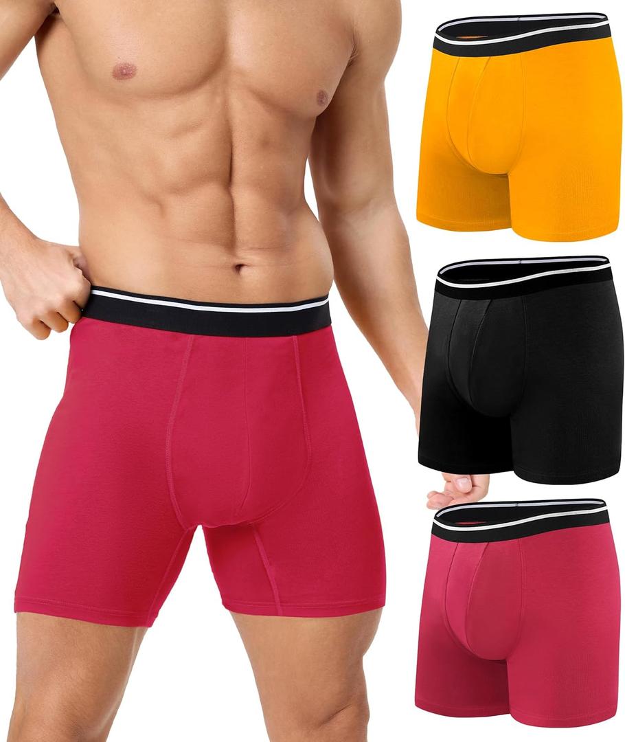 JODUCE Incontinence Underwear for Men 150ML Absorbent Washable Reusable Cotton Leak Proof Protective Boxer Briefs 3 Pack (Multicolor02, X-Large)