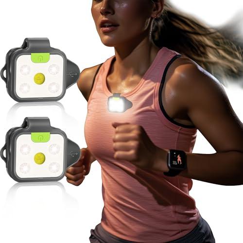 HOKOILN 2 Pack Running Lights for Runners, Rechargeable 4 Modes Clip on Flashlight, LED Night Safety-Light, Reflective Running Gear for Running, Walking, Jogging, Hiking (Black)