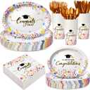 Pajean 350 Pcs 2026 Graduation Party Decorations Wildflower Graduation Oval Plates and Napkins Flowers Heavy Duty 12 inch Disposable Tableware Set for 50 Guests Class of 2026 Grad Party Supplies