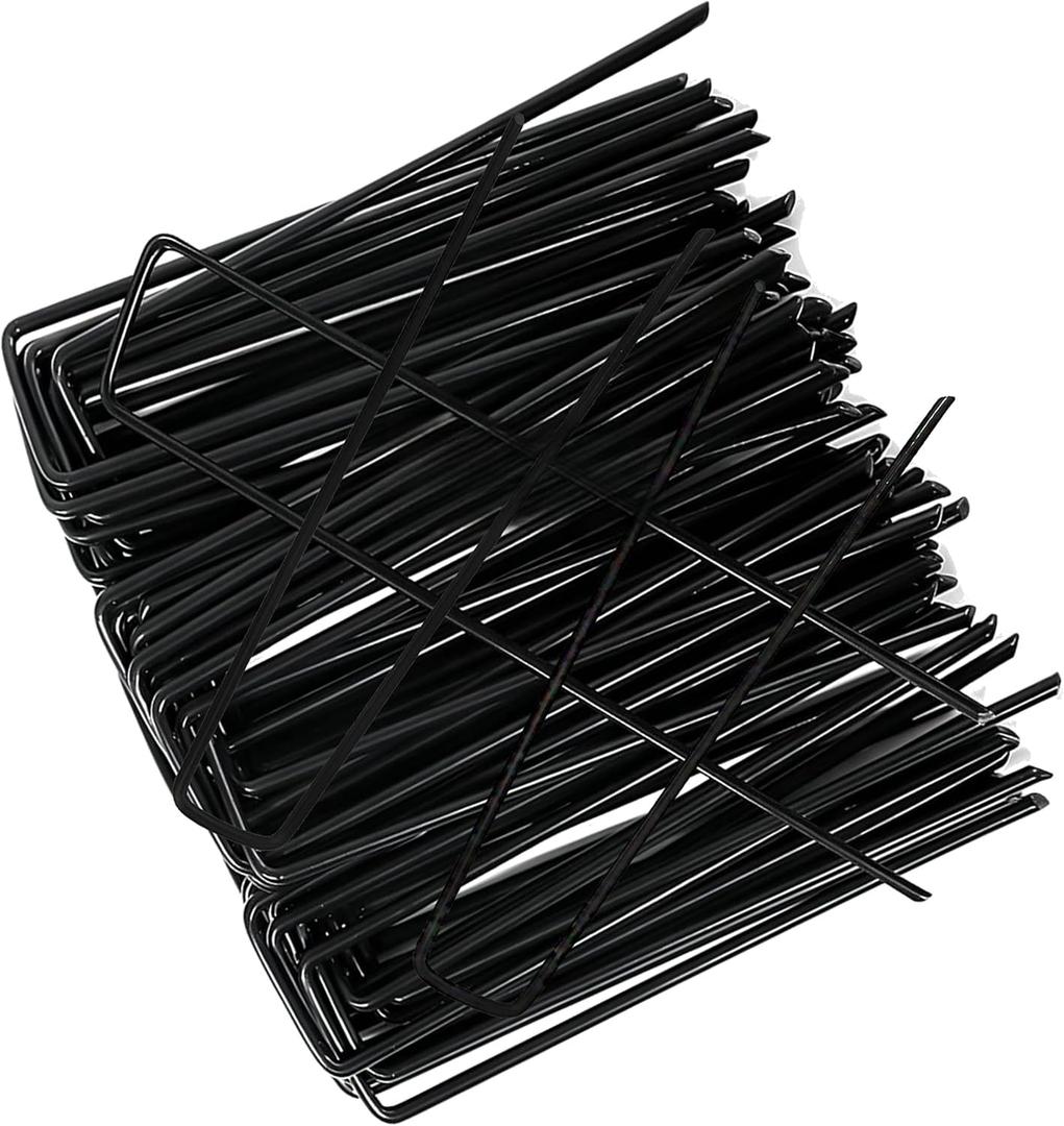 Garden Stakes 6" U 50 Pack,Heavy-Duty 11-Gauge Steel Ground Pins & Landscape Spikes for Securing Weed Barrier Fabric, Lawn Sod, Tarps, Netting, and Irrigation Tubing - Galvanized Rust-Resistant
