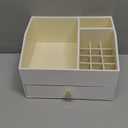 VLANDO Makeup Organzier,Vanity Organizer with Drawers, PU Leather Skincare Organizer Perfume Organizer,Large Cosmetic Display Case for Lipstick,Brushes Gifts for Women-White (2 layers-White)