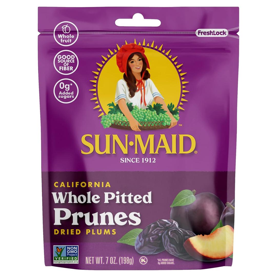 Sun-Maid Pitted Prunes, Non-GMO, 100% Fruit, No Sugar added, 7 oz (Pack of 1) (Best By: 19/12/2026)