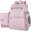 Fisher-Price Fastfinder Gemma Diaper Bag Backpack with Portable Changing Pad, Wipes Dispenser (Pink)