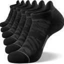 FITRELL 6 Pack Men's Ankle Running Socks Low Cut Cushioned Athletic Sports Socks 7-9/9-12/12-15 (Black)