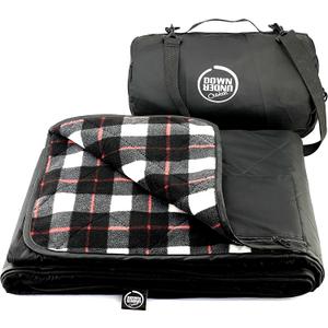 DOWN UNDER OUTDOORS Large Waterproof Windproof Extra Thick 350 GSM Quilted Fleece, or Sherpa Stadium Blanket (Black & White Check)