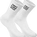Ryshman Womens Christmas Novelty Crew Tube Socks with Funny Sayings Fuck Off（White 6-11）