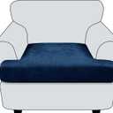 T Cushion Chair Cover Leather-Look 1PC Stretch Chair Seat Slipcover for Living Room Individual Armchair Couch Cover Seat Covers with Elastic Bands, Pet-Friendly, Non-Slip, Easy Fit - Navy