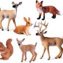 6 Pcs Simulated Forest Animal Models Figure Toy Playset, Woodland Creatures Figurines Miniature Toys Include Deer, Fox, Rabbit, Squirrel Treasures Science Educational Props
