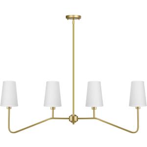 4-Light Kitchen Island Lighting, Industrial Linear Chandelier, Kitchen Island Light Fixtures, Farmhouse Chandeliers for Dining Room, Fabric Island Light for Kitchen (Gold)