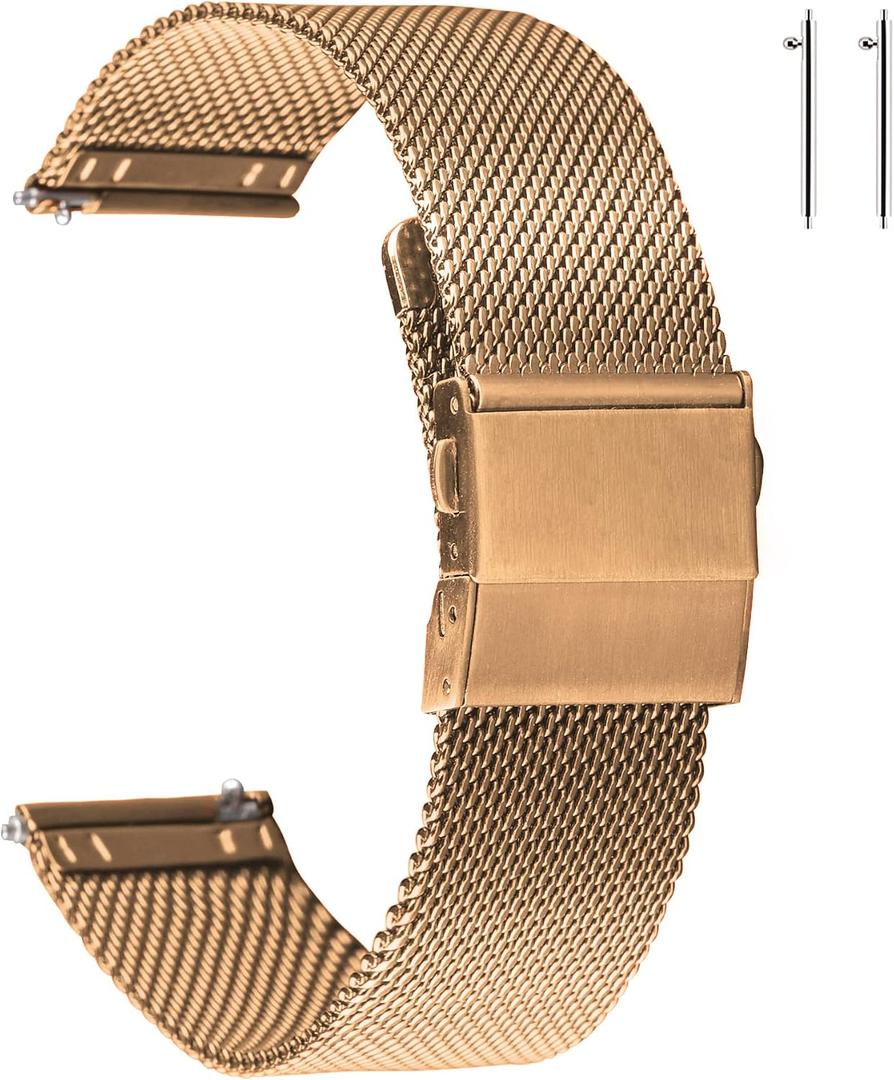 EACHE Stainless Steel Mesh Watch Band for Men Women, Quick Release Mesh Watch Straps 12mm 14mm 16mm 18mm 20mm 22mm
