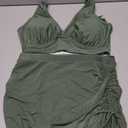 Blooming Jelly Womens Swim Skirt High Waisted Bikini Sets Tummy Control Swimsuits Mesh Sarong Wraps Bathing Suits (Large, Army Green)