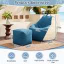 Outdoor Bean Bag Chair Set with Ottoman, Waterproof, Teardrop Boat Bean Bags and Matching Square Footrest, Breathable Weather Resistant Fabric for Marine Patio Pool(Blue)