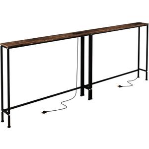 78" Narrow Console Table,Sofa Table with Charging Station, Narrow Long Entryway TableBehind Couch Table,for Living Room, Hallway, Foyer(Set of 2,Brown) 78" Narrow Console Table,Sofa Table with Charging Station, Narrow Long Entryway TableBehind Couch Table,for Living Room, Hallway, Foyer(Set of 2,Brown)