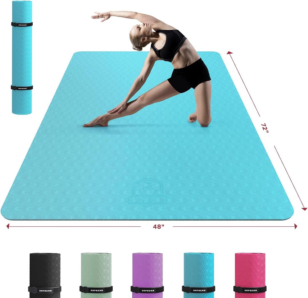 HAPBEAR Extra Large Yoga Mat 72"x48"x6mm (1/4 inch), Non-Slip, Durable,Thick Wide Exercise Mat for Home Workouts, Yoga, Pilates, Stretching Floor & Fitness Workouts