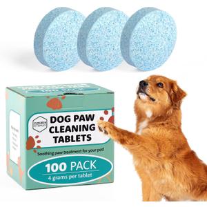 Evergreen Pet Supplies Dog Paw Cleaning Tablets - 100 Count, 4g Tea Tree Oil Fizz Tablets - Dog Itchy Paw Relief - Deep Cleans, Soothes, Moisturizes Yeasty Paw Pads - Helps Stop Frequent Licking