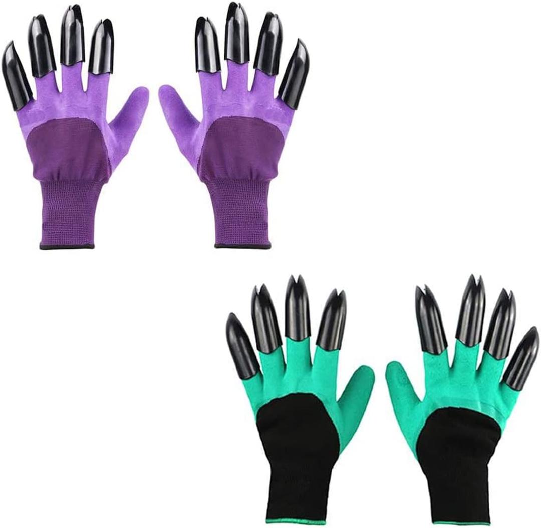 Claw Gardening Gloves for Planting, Garden Glove Claws for Women (Green and Purple)