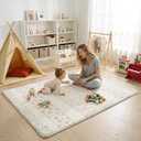 Huloo Sleep Baby Play Mat for Floor - 79x118 Inches 1.3" Thick Elasti-Foam Playpen Mat for Toddlers Infant Kids, Water-Repellent Nursery Rug, Non-Slip Backing Safe for Tummy Time, Atlas