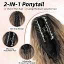 Lommel Ponytail Extension, Claw Clip Ponytail Extension for Women Long Wavy Pony Tails Hair Extensions Natural Synthetic 20 Inch Clip in Ponytail Hairpiece for Daily Use(Ombre Light Brown Mix Blonde)