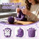 Funny Crochet Cat, Positive Emotional Support Cat Crochet Animals, Cheer Up Inspirational Birthday Gifts for Coworker Men Women Friends Employee, Office Accessories Desk Decor, Purple