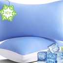 Cooling Bed Pillows Queen Size Set of 2, Cool for Hot Sleepers, Soft Gusseted Hotel Down Alternative Pillow 2 Pack for Side Back Stomach Sleeper, Supportive, Pain Relief, ICY Blue, 20" x 30"
