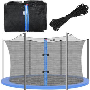 Trampoline Replacement 12 13 14 15 16 ft Trampoline Safety Net Round Frame Trampolines Enclosure Net Weather Resistant Trampoline Net with Double Headed Zippers, Net Only (6 Straight Poles, 16 FT)