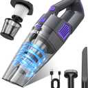 Handheld Vacuum Cordless, 15000PA Strong Suction Hand Held Car Vacuum Cleaner Rechargeable, Portable Hand Vacuum with Multi-Nozzles & Washable Filter for Home Office, Car, Pets (Gray & Purple)