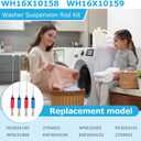 WH16X10158 WH16X10159 Washer Suspension Rod Set (4Pcs), Replace PS3654190 PS3654191 2754602 AP5632455, Fit for GE and Hotpoint Washer GTWN4250D0WS GTWN4250D1WS HSWP1000M4WW GCWP1800D1WW