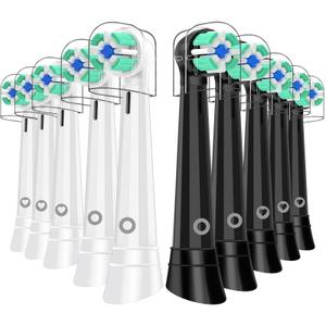 10 Pcs Replacement Toothbrush Heads Compatible with Oral B iO Brush Heads Compatible with Oral B iO 3/4/5/6/7/8/9/10 Series Electric Toothbrushes(Black/White) 1 Count (Pack of 10) Black White
