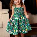 Disney Princess Frozen Elsa Minnie Stitch Toddler Girl Dress Bow Tie Straps Smocked Summer Outfit Birthday Party Clothes 5-Y