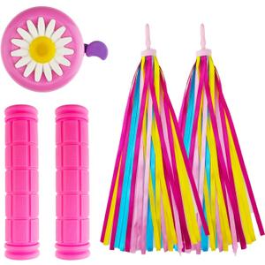 1 Pair Bicycle Bike Handlebar Scooter Streamers,1 Pack Bike Bell and 1 Pair Bicycle Bike Grips