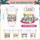 100 Pcs Beach Pool Party Plastic Cups with Straws 12 oz Summer Swimming Disposable Drinking Cups for Beach Pool Luau Holiday Party Favors