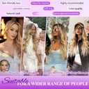 Eawwii Brown Highlights Wig for Women Long Wavy 4x1 Lace Natural Hairline Glueless for Beginners Middle Part Synthetic for Daily Party Use 26Inch