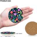 2 x Cute Flowers Ceramic Cup Holders - Pack of 2, Keep Cup Holders Clean and Dry, Drink Cup Car Holder Coasters with A Finger Notch