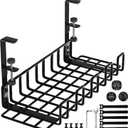 Under Desk Cable Management Tray, 16 No Drill Cord Organizer with Clamps for Wire Management, 4mm Sturdy Wire Desk Cable Organizer Tray, Cable Management Rack for Office