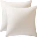 DEZENE 26x26 Euro Pillow Covers : 2 Pack Cozy Soft Velvet Oversized Couch Pillow Shams, Square Throw Pillow Cases for Living Room Sofa, Cream